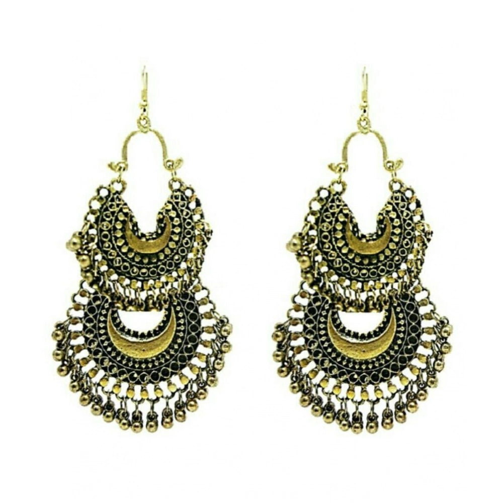 Women's Gold Plated Hook Dangler Hanging Earrings-Gold