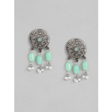 Women's Rose Gold Plated Alloy Necklace & Earings Set (Light Green)