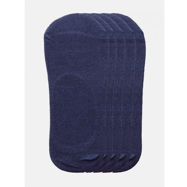 5 Pairs Unisex Casual Cotton Blended Solid No-show Socks (Navy)