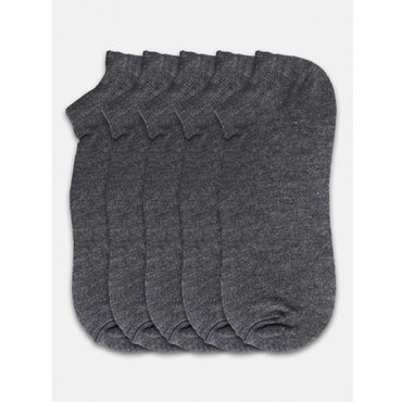 5 Pairs Unisex Casual Cotton Blended Solid Ankle length Socks (Dark Grey)