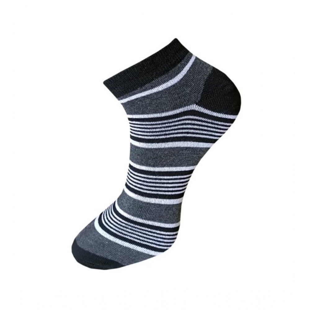 3_Pair Set Unisex Casual Cotton Striped Ankle Length Socks (Multicolor)