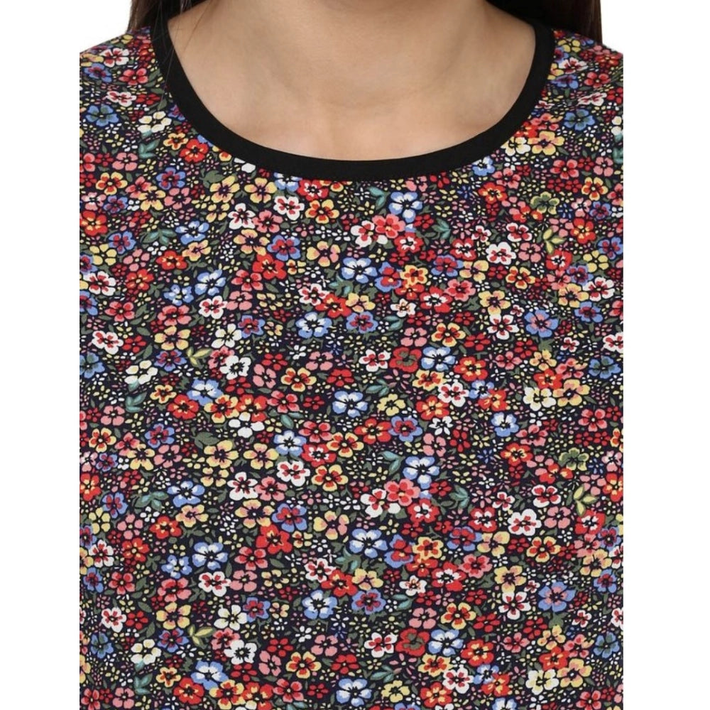 Women's Polyester Printed Sleeveless Knee-Length Dress (Multicolor)