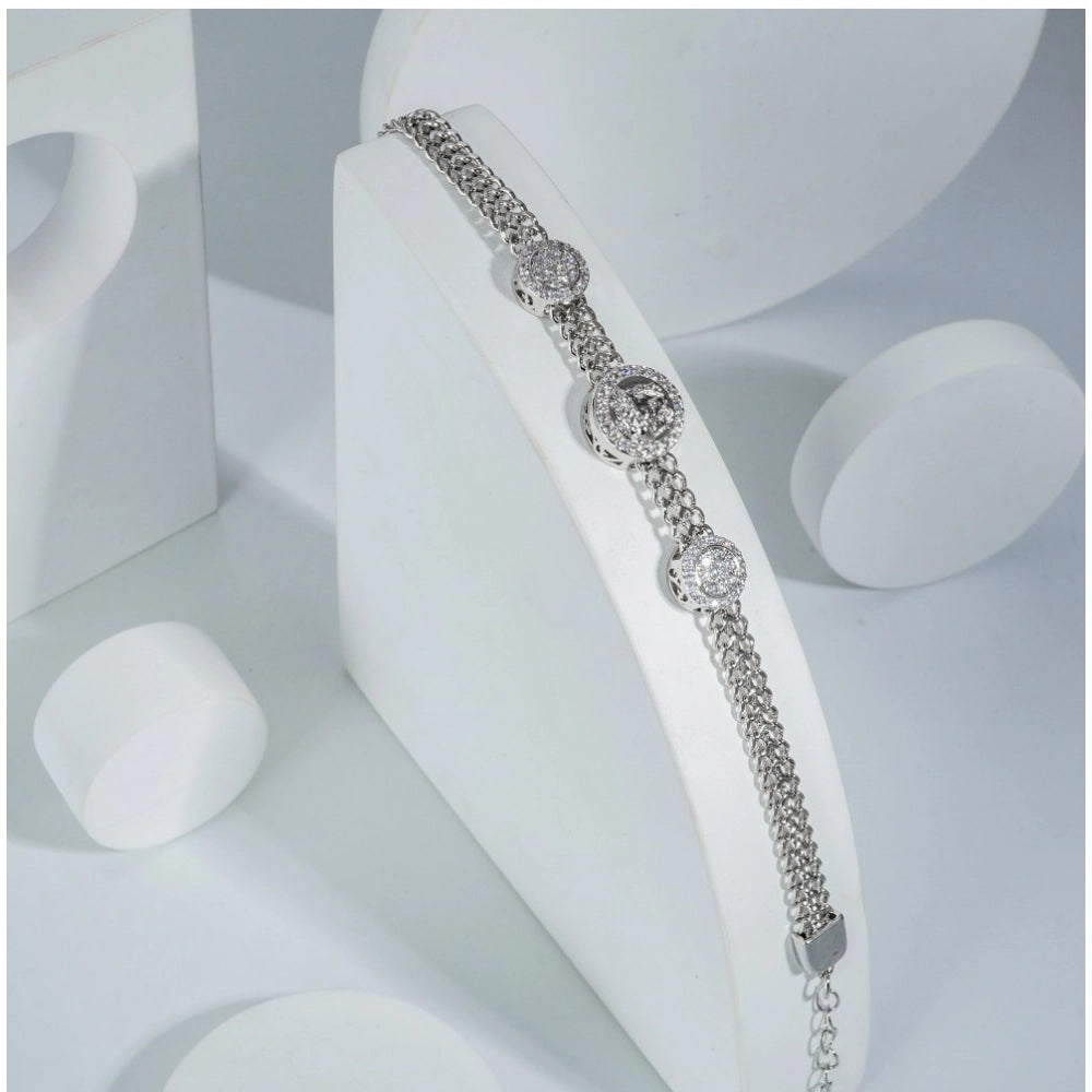 Stainless Steel Unisex Silver Freesize Loose Bracelet (Silver Plated)