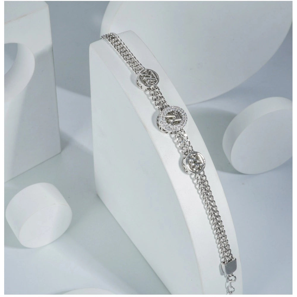 Stainless Steel Unisex Silver Freesize Stainless Steel Loose Bracelet (Silver Plated)