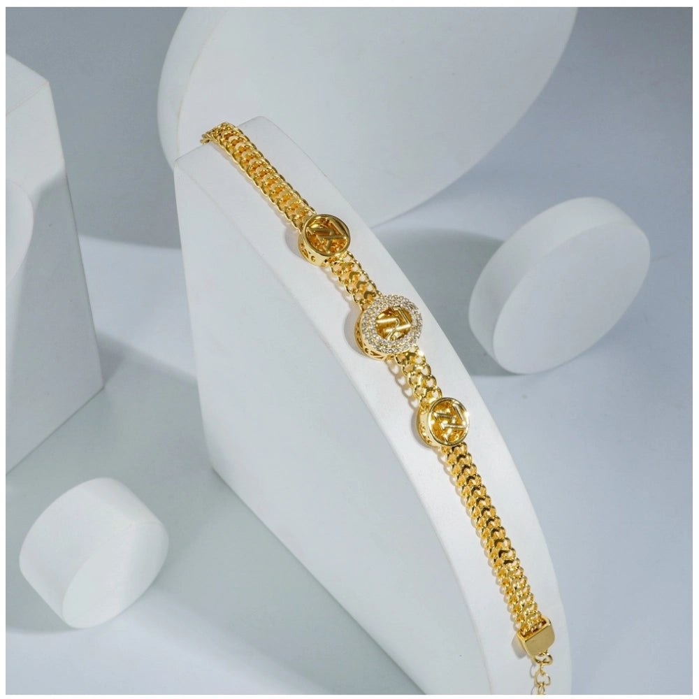 Stainless Steel Unisex Gold Freesize Stainless Steel Loose Bracelet (Gold Plated)