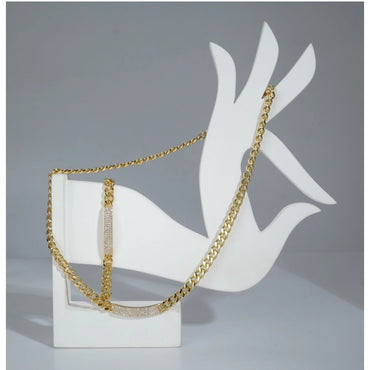 Women's Stainless Steel Gold Polish Polish Hand Bracelet And Necklace (Gold Plated)