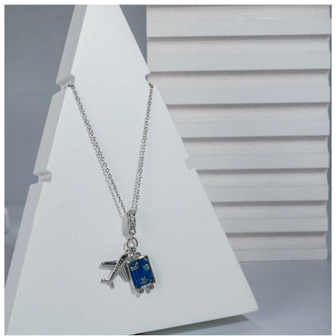 Women's Stainless Steel Airplane Design Pendent Delicate Chain (Silver Plated)