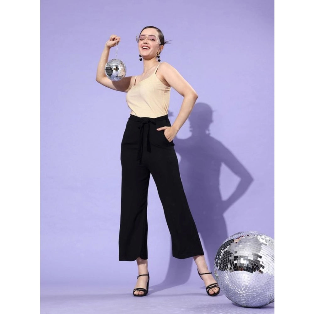 Women's Polyester Embellished Sleeveless Jumpsuit (Gold - Black)