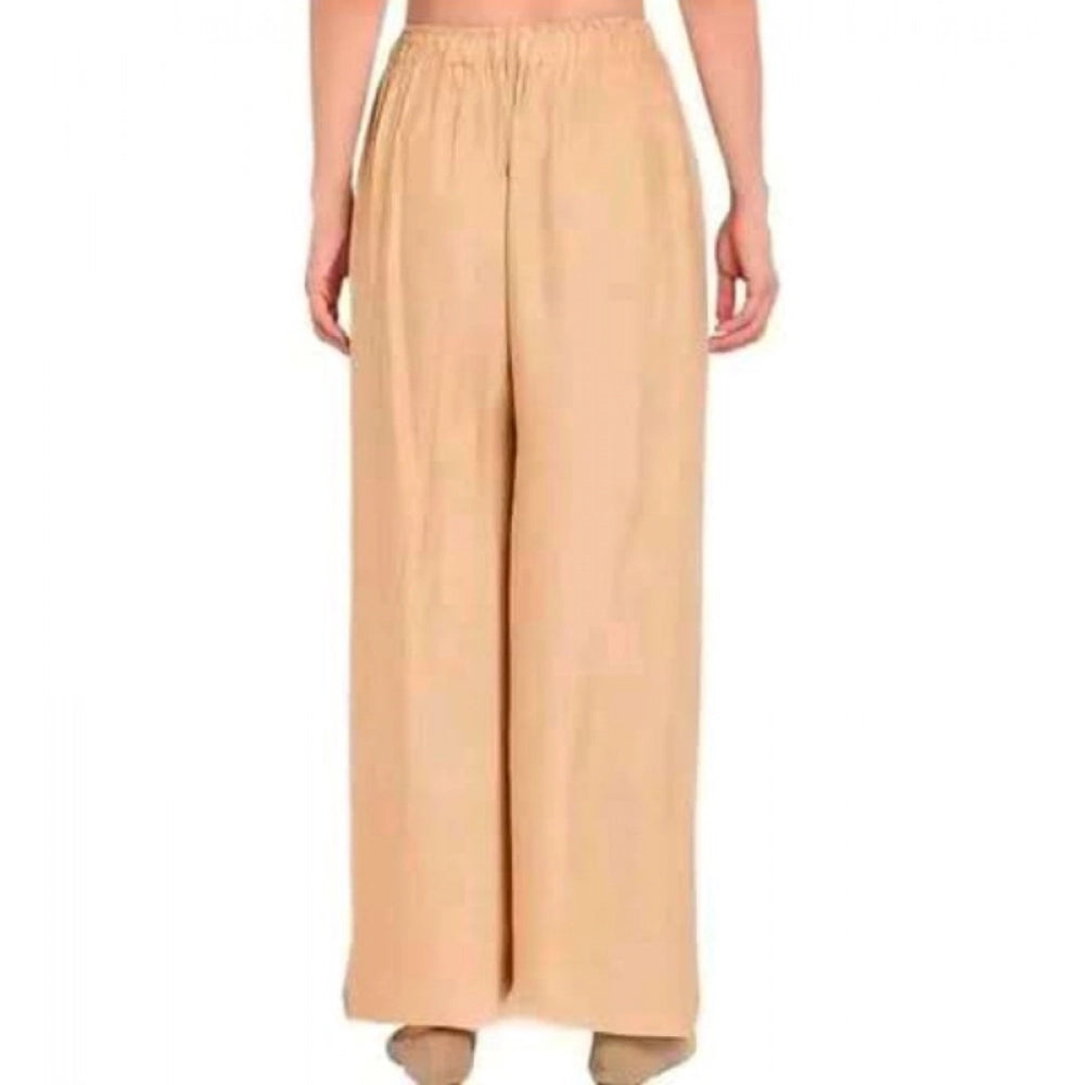 Women's Casual Rayon Solid Ankle Length Palazzo (Golden , Free Size)