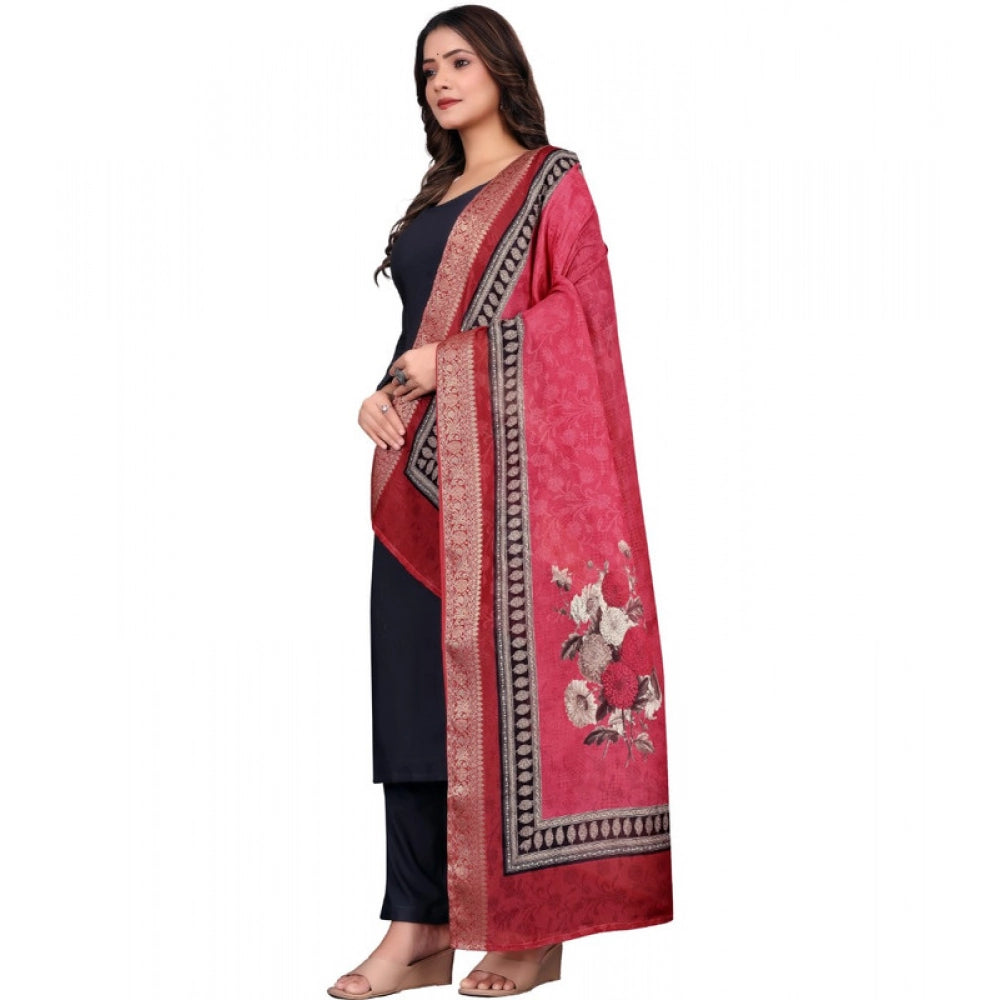 Women's chanderi silk Printed Shawl (Red, Length: 2 Mtr)
