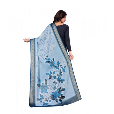 Women's chanderi silk Printed Shawl (Blue, Length: 2 Mtr)