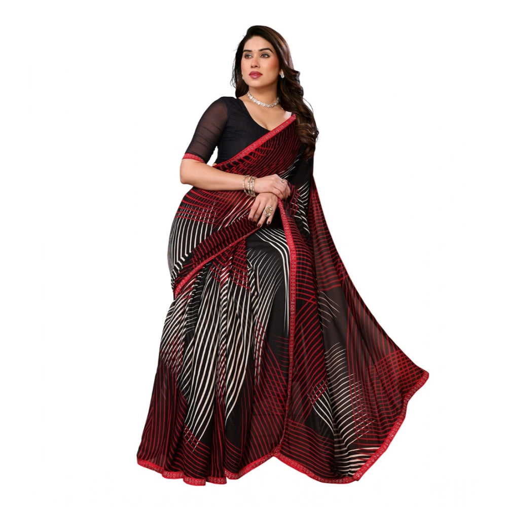 Women's Georgette Printed Saree With Unstitched Blouse 5.5Mtr (Multicolor)