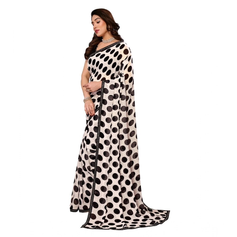 Women's Georgette Printed Saree With Unstitched Blouse 5.5Mtr (Black)