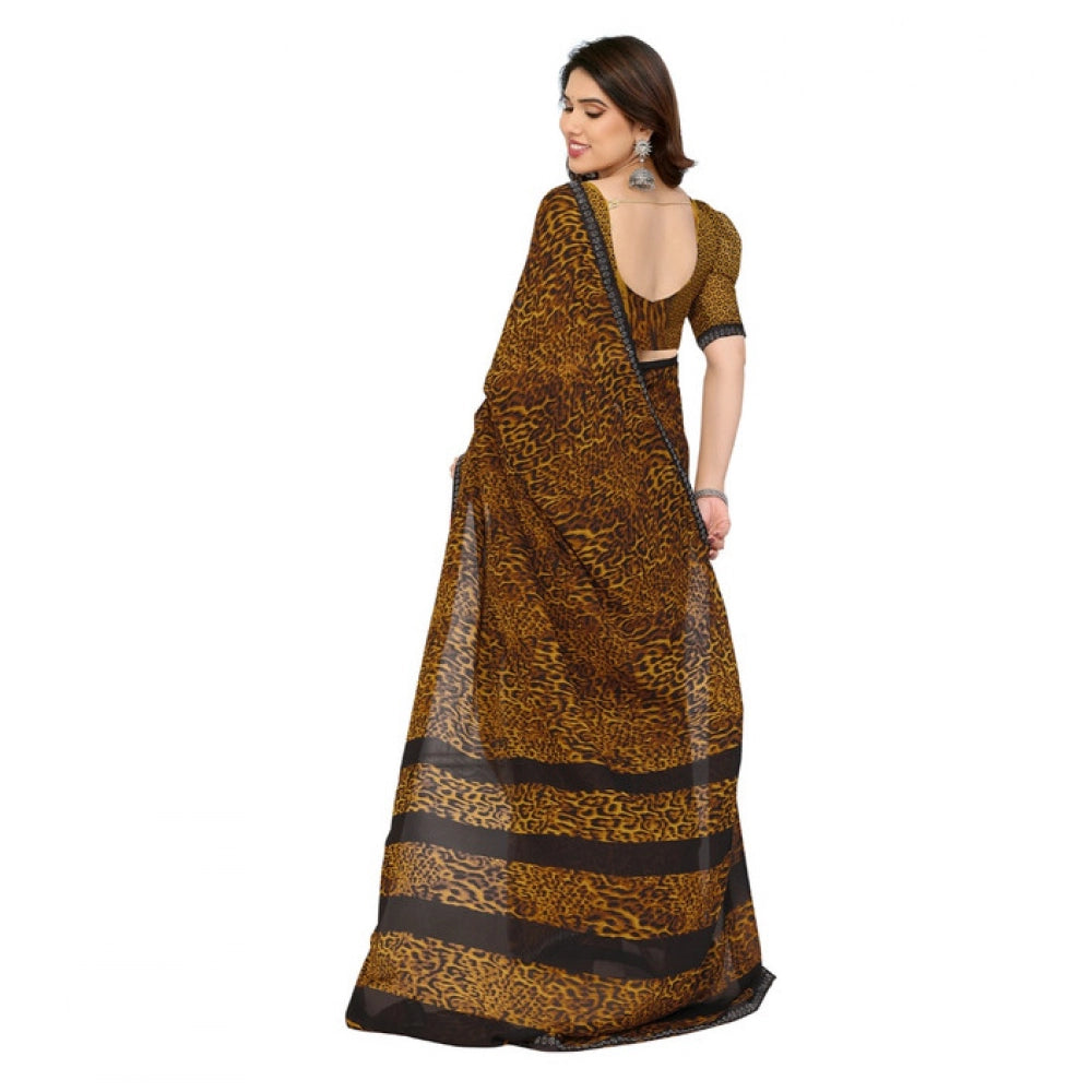 Women's Georgette Printed Saree With Unstitched Blouse 5.5Mtr (Multicolor)