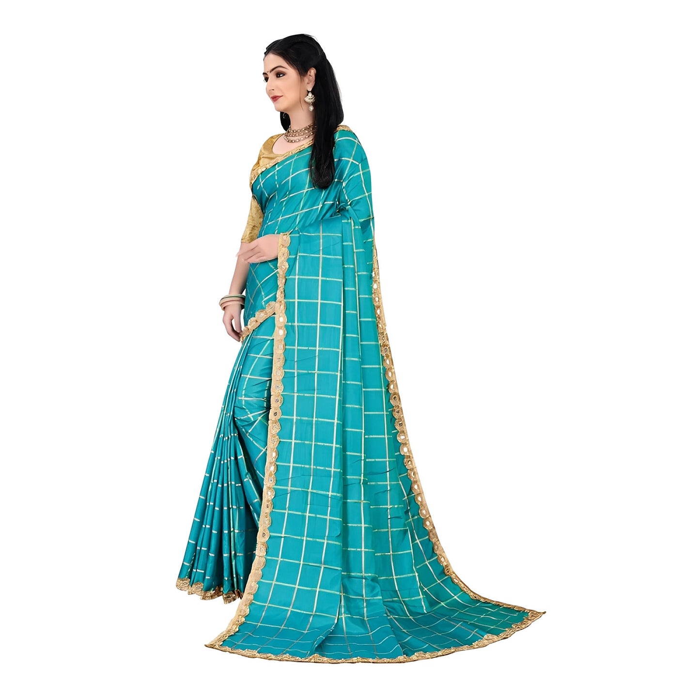 Women's Sana Silk Bandhni Saree With Unstitched Blouse 5.5Mtr (Sky Blue)