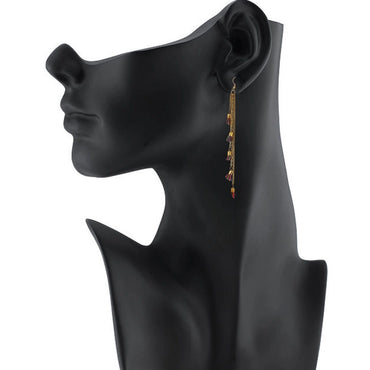 Women's Alloy, Beads Hook Dangler Hanging Tassel Earrings-Multi