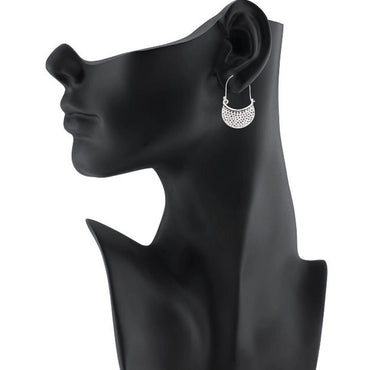 Women's Silver Plated Hook Dangler Hanging Earrings-Silver
