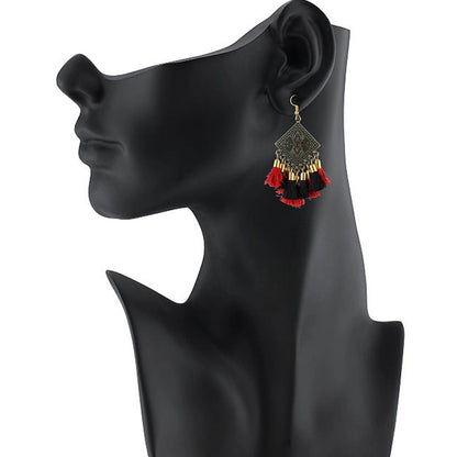 Women's Alloy Hook Dangler Hanging Tassel Earrings-Multicolour