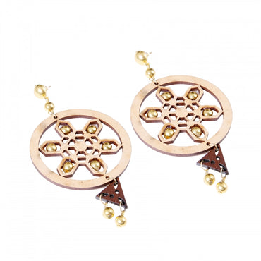 Women's Alloy, Beads Hook Dangler Hanging Earrings-Brown