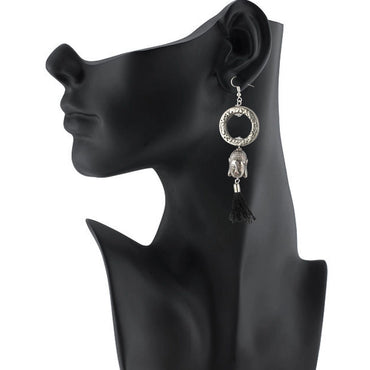 Women's Oxidized Silver plated Buddha Style Earrings-Silver