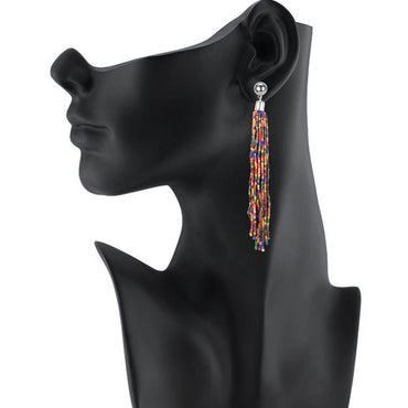 Women's Alloy, Beads Hook Dangler Hanging Earrings-Multicolour
