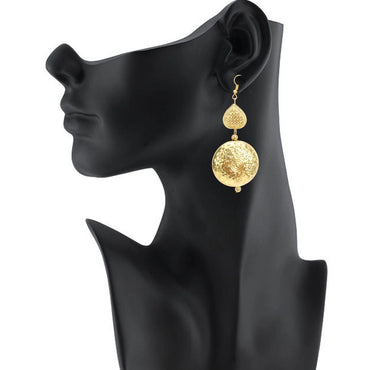 Women's Gold Plated Hook Dangler Hanging Earrings-Golden