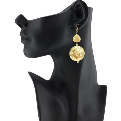 Women's Gold Plated Hook Dangler Hanging Earrings-Golden