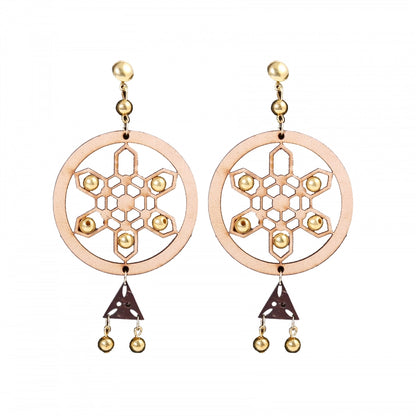 Women's Alloy, Beads Hook Dangler Hanging Earrings-Brown