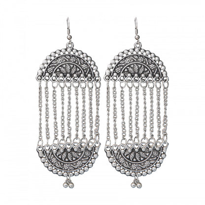 Women's Silver Plated Hook Dangler Hanging Earrings-Silver