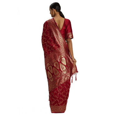 Women's Banarasi Silk Saree (Red,5-6 Mtrs)