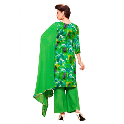 Women's Glaze Cotton Unstitched Salwar Suit-Material With Dupatta (Green & Multi,2.3 Mtrs)