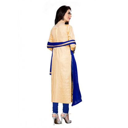Women's Cotton Unstitched Salwar Suit-Material With Dupatta (Beige,2.3 Mtrs)