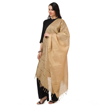 Women's Chanderi Solid Shawl (Gold, Length: 2.25 to 2.50 Mtr)