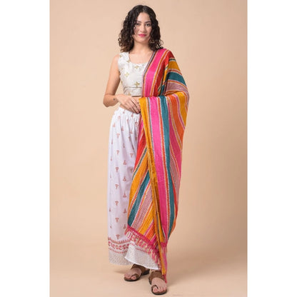 Women's Chanderi Printed Shawl (Multicolor, Length: 2.25 to 2.50 Mtr)