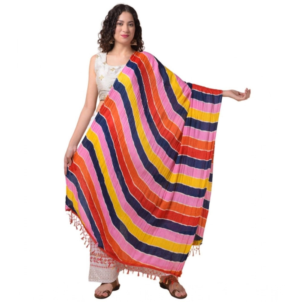 Women's Chanderi Printed Shawl (Multicolor, Length: 2.25 to 2.50 Mtr)