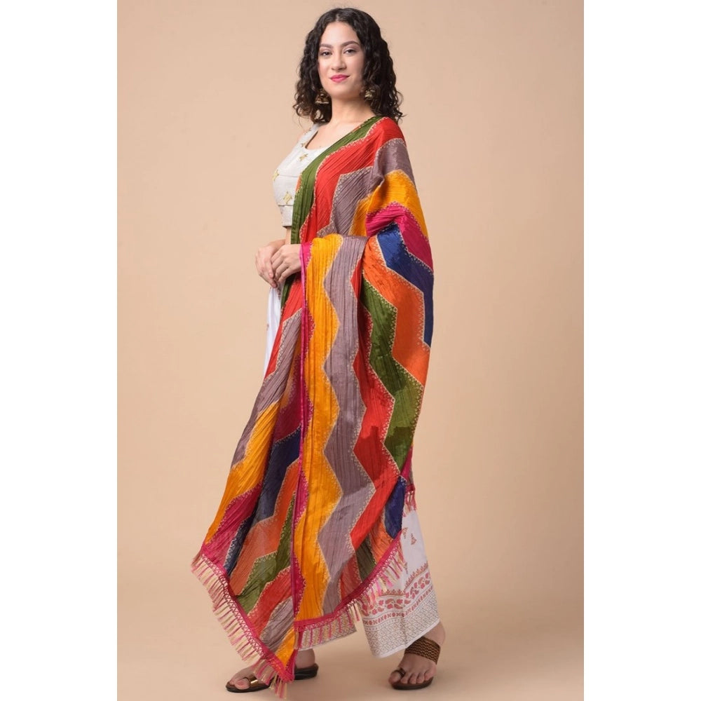 Women's Chanderi Printed Shawl (Multicolor, Length: 2.25 to 2.50 Mtr)