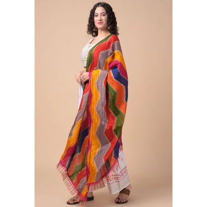 Women's Chanderi Printed Shawl (Multicolor, Length: 2.25 to 2.50 Mtr)
