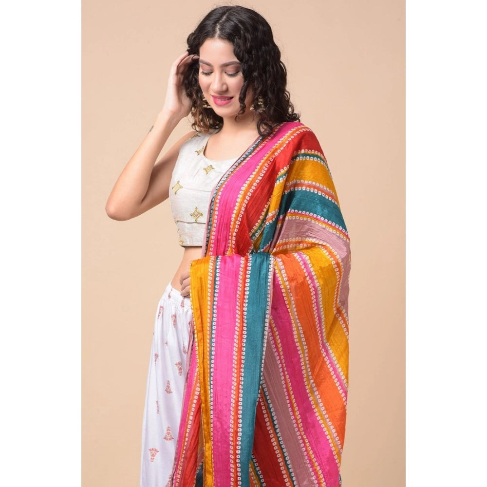 Women's Chanderi Printed Shawl (Multicolor, Length: 2.25 to 2.50 Mtr)