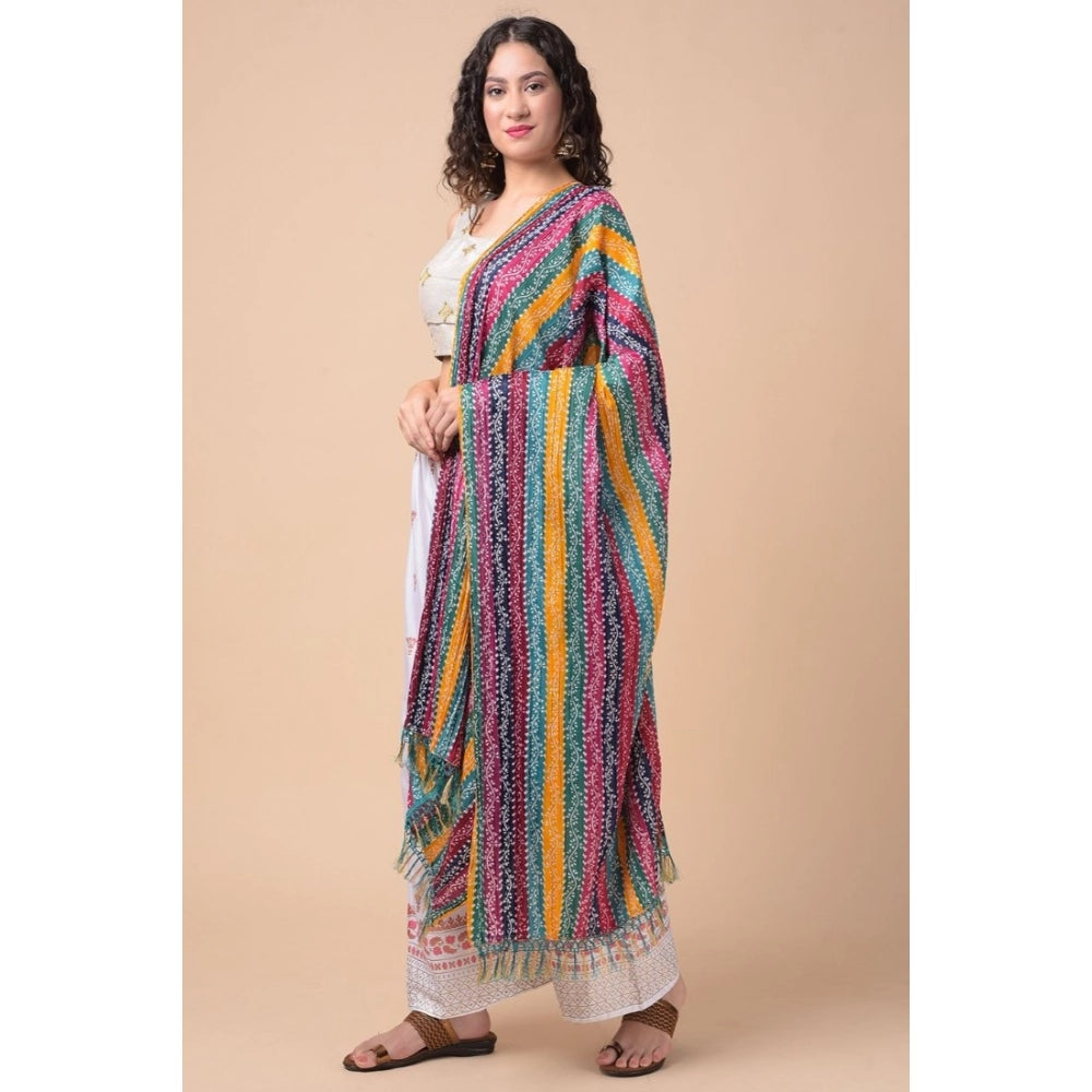 Women's Chanderi Printed Shawl (Multicolor, Length: 2.25 to 2.50 Mtr)