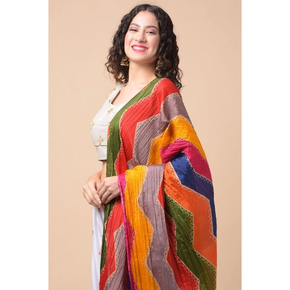 Women's Chanderi Printed Shawl (Multicolor, Length: 2.25 to 2.50 Mtr)