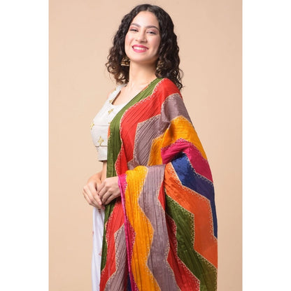 Women's Chanderi Printed Shawl (Multicolor, Length: 2.25 to 2.50 Mtr)