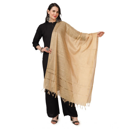 Women's Chanderi Solid Shawl (Gold, Length: 2.25 to 2.50 Mtr)