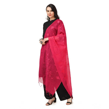 Women's Cotton Embroidered Shawl (Maroon, Length: 2.25 to 2.50 Mtr)