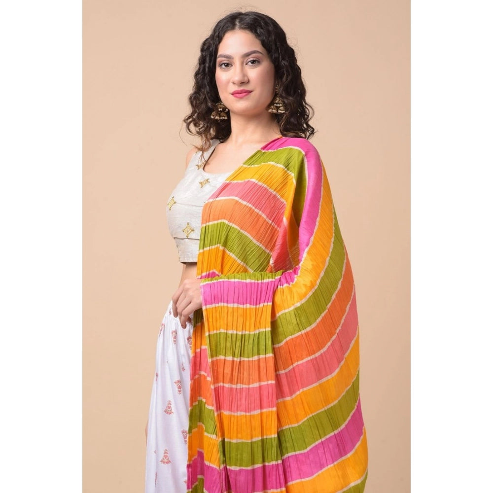 Women's Chanderi Printed Shawl (Multicolor, Length: 2.25 to 2.50 Mtr)