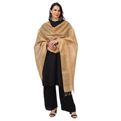 Women's Chanderi Solid Shawl (Gold, Length: 2.25 to 2.50 Mtr)