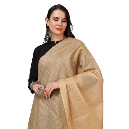 Women's Chanderi Solid Shawl (Gold, Length: 2.25 to 2.50 Mtr)