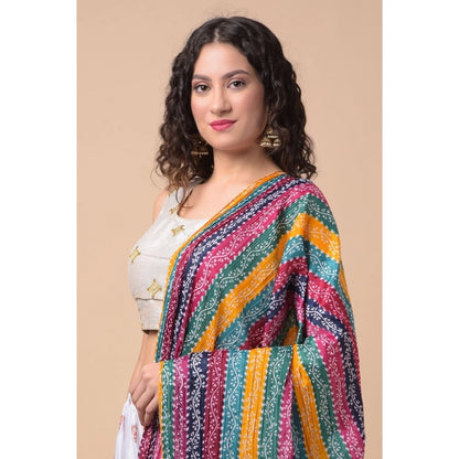 Women's Chanderi Printed Shawl (Multicolor, Length: 2.25 to 2.50 Mtr)