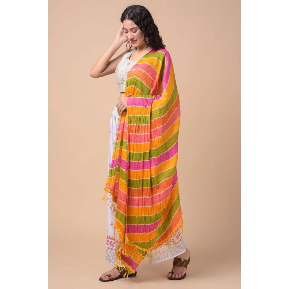 Women's Chanderi Printed Shawl (Multicolor, Length: 2.25 to 2.50 Mtr)