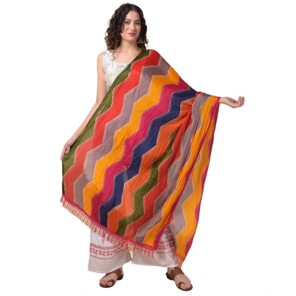 Women's Chanderi Printed Shawl (Multicolor, Length: 2.25 to 2.50 Mtr)