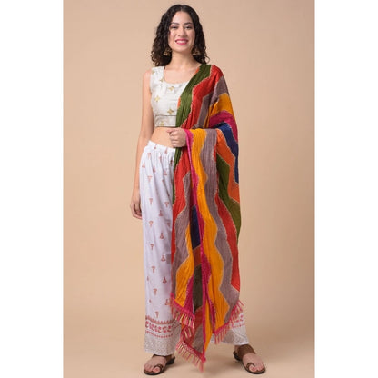 Women's Chanderi Printed Shawl (Multicolor, Length: 2.25 to 2.50 Mtr)